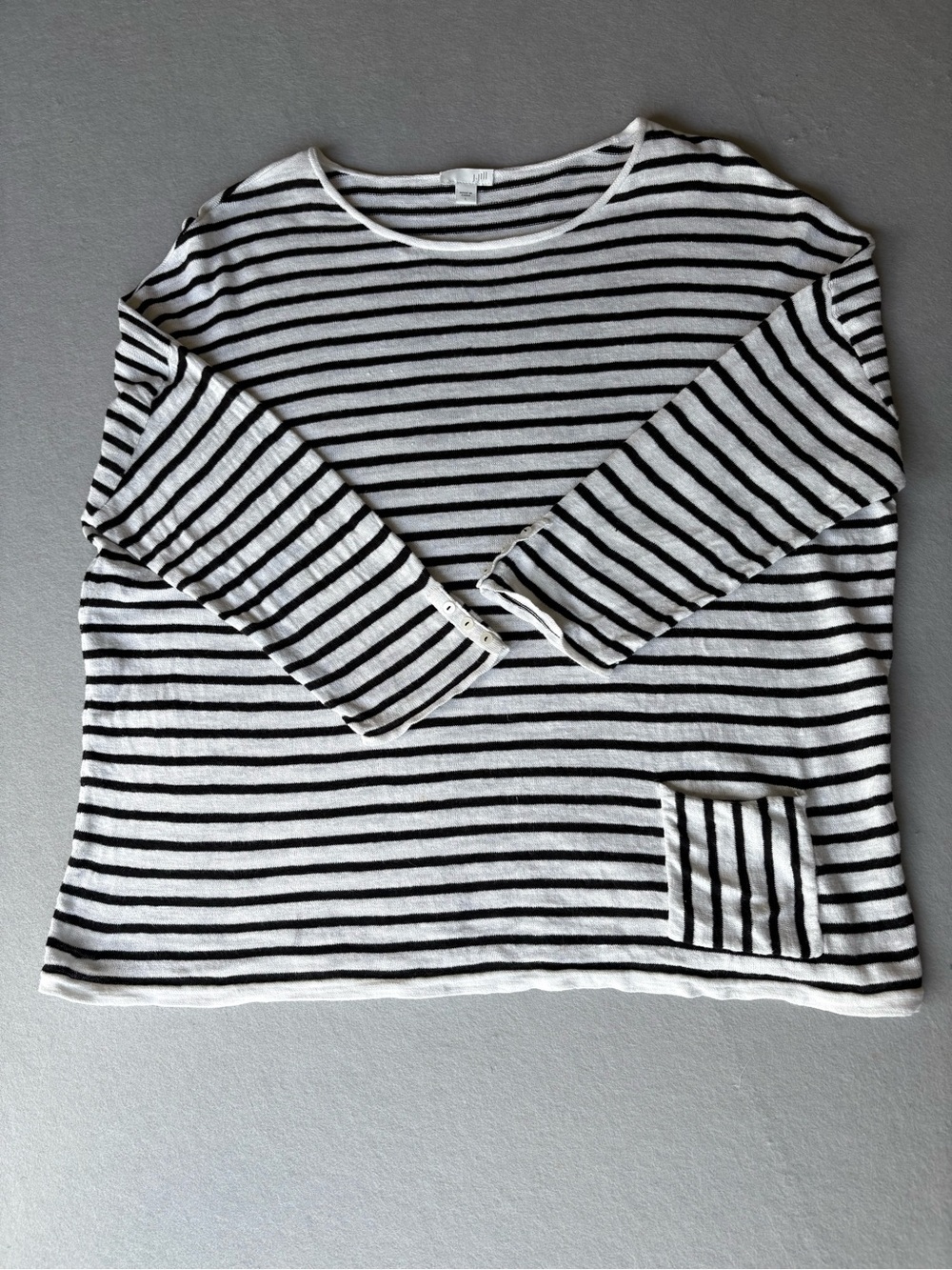 J. Jill Nautical Striped Linen Blend 3/4 Sleeve Top Size L - Picture 3 of 10